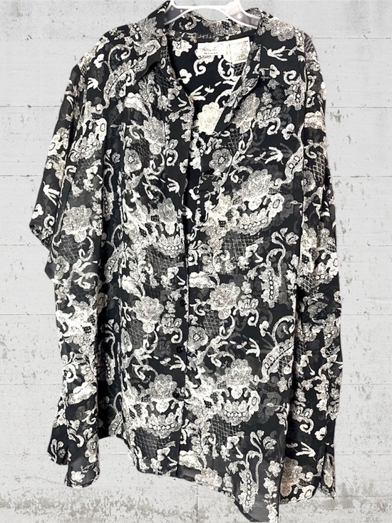 Kathie Lee Collection Tops - Kathie Lee Collection Black and White Artistic Blouse